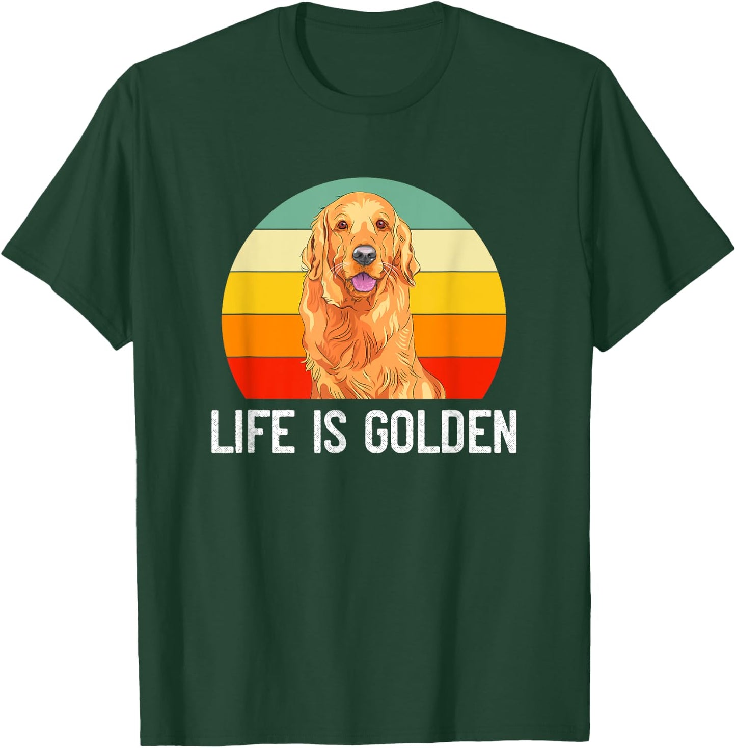 Funny Golden Retriever Life Is Golden Vintage Dog Lover T-Shirt - T-Shirt | Forest
