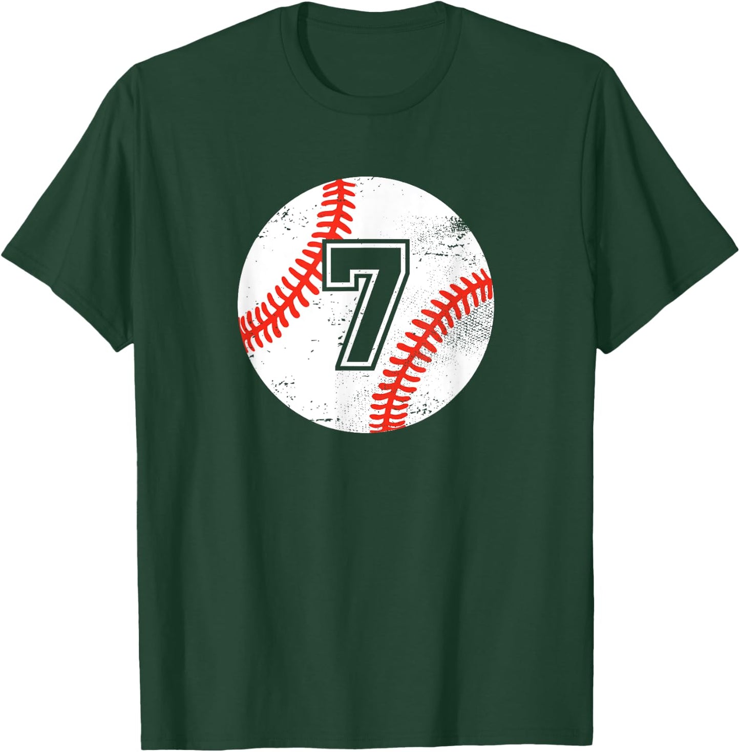 Baseball Player #7 Baseball Mom Dad Jersey Number 7 Vintage T-Shirt - T-Shirt | Forest