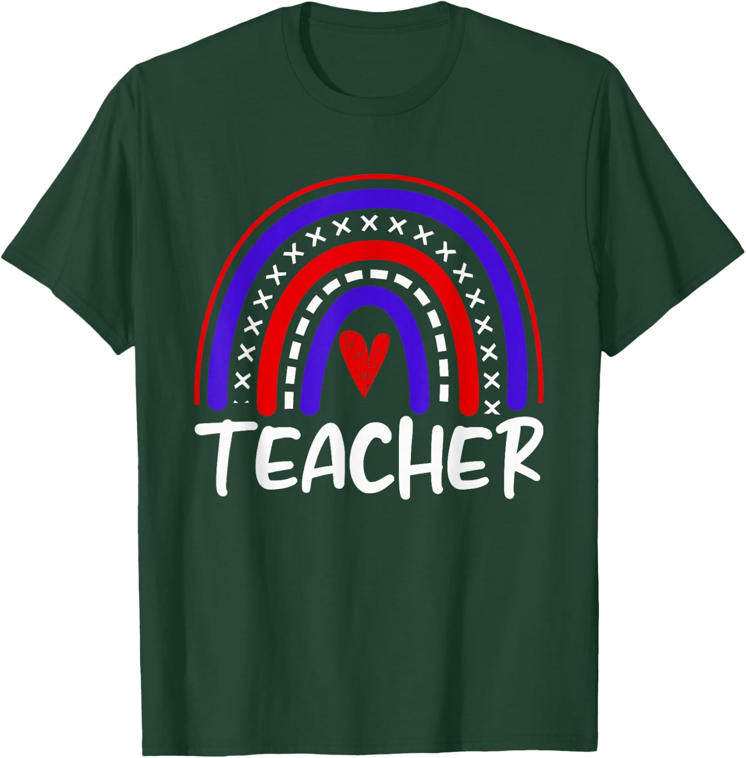 Rainbow Red White Blue Teacher 4th of July Professor T-Shirt - T-Shirt | Forest