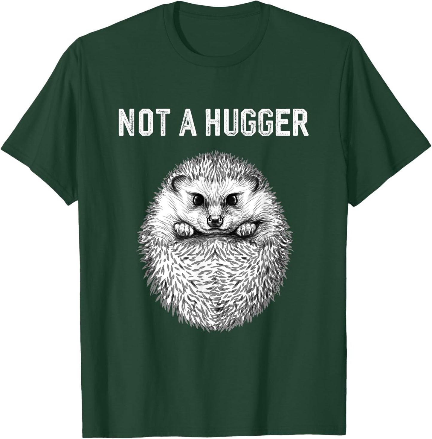 Funny Not A Hugger Cute Baby Hedgehog Vintage Portrait T-Shirt - T-Shirt | Forest
