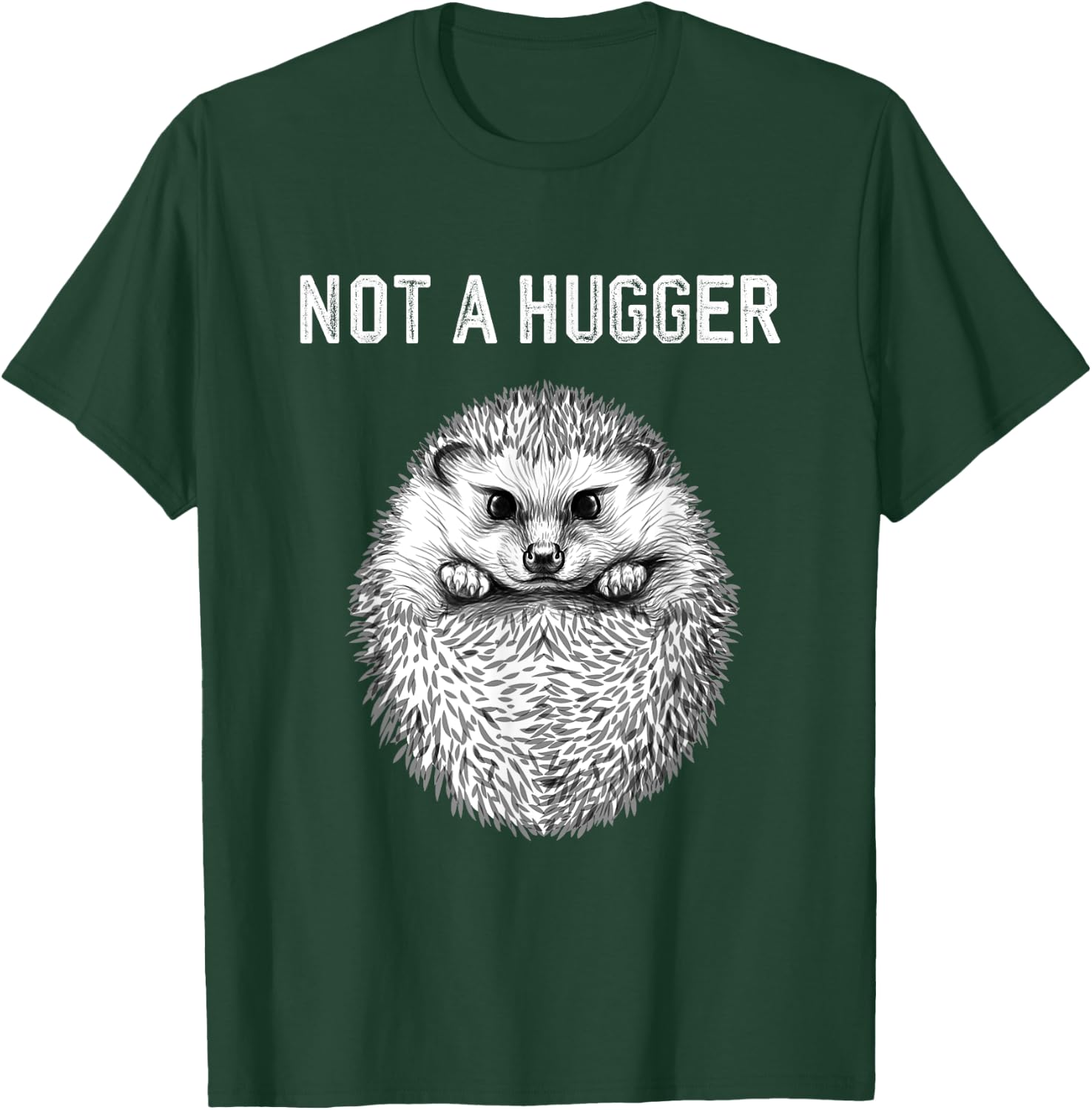 Funny Not A Hugger Cute Baby Hedgehog Vintage Portrait T-Shirt - T-Shirt | Forest