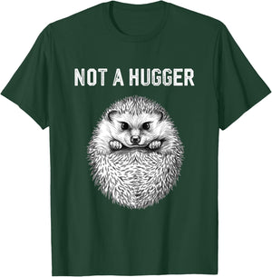 Funny Not A Hugger Cute Baby Hedgehog Vintage Portrait T-Shirt - T-Shirt | Forest