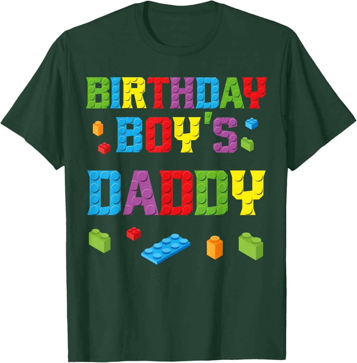 Master Builder Birthday Boy's Daddy Building Bricks Blocks T-Shirt - T-Shirt | Forest