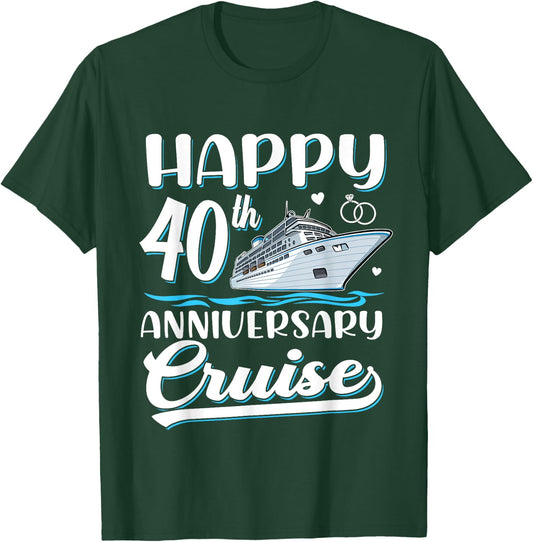 Happy 40th Anniversary Cruise Wedding 40 Years Old Couples T-Shirt - T-Shirt | Forest