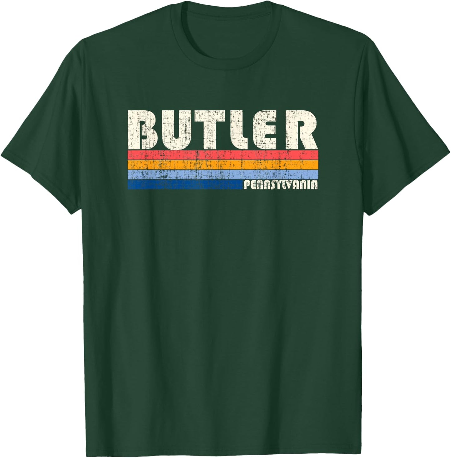 Vintage Retro 70s 80s Style Hometown of Butler, PA T-Shirt - T-Shirt | Forest