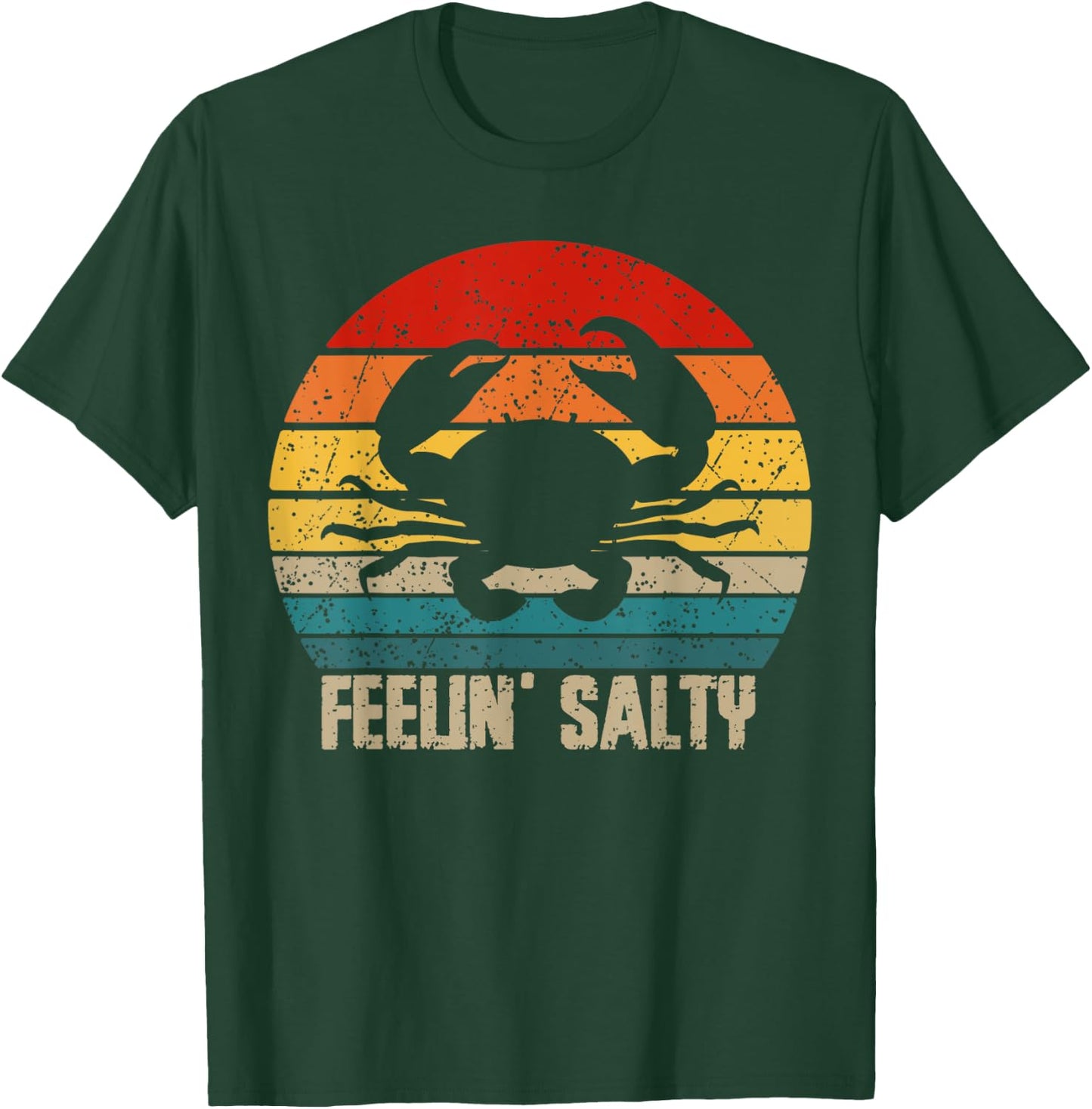 Feelin Salty Maryland Crab Sunset Graphic T-Shirt - T-Shirt | Forest