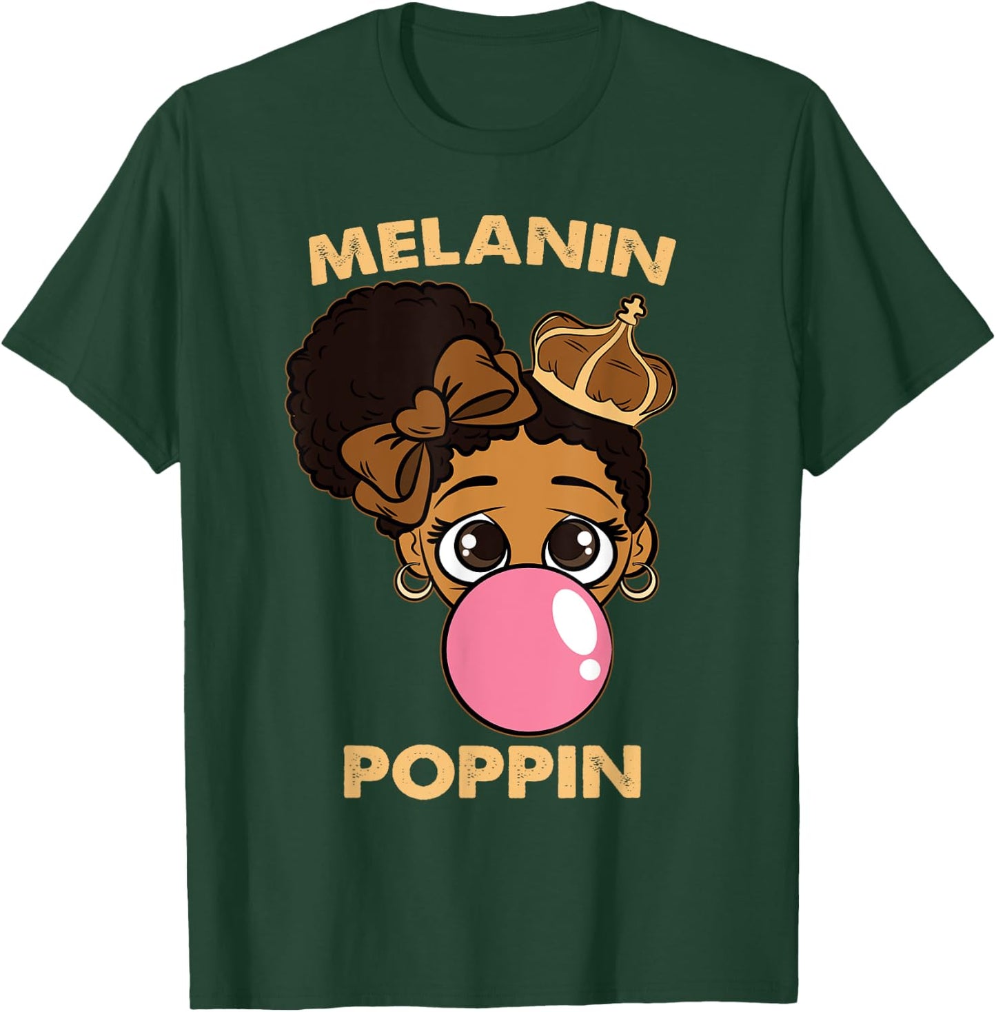 Melanin Poppin Girl Bubble Gum Black History Month BLM Queen T-Shirt - T-Shirt | Forest