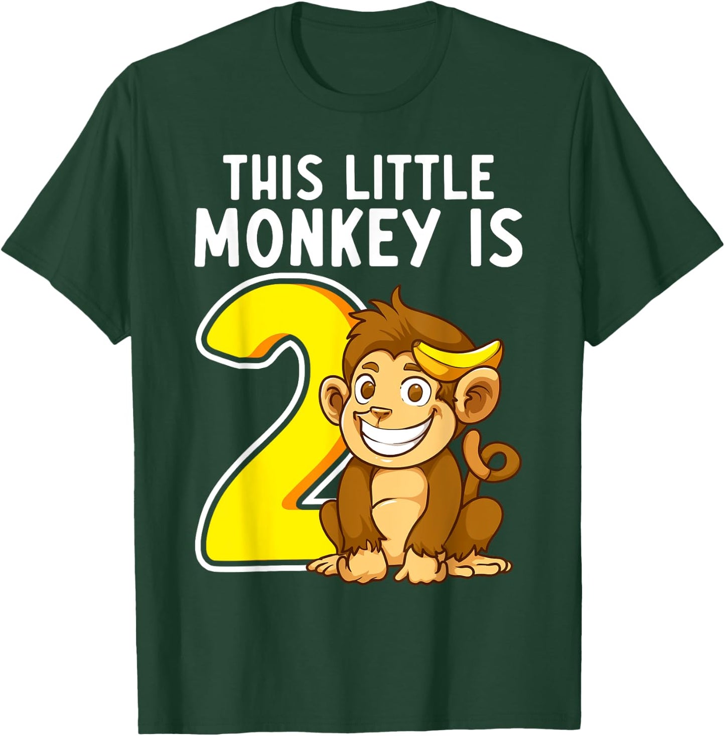 This Little Monkey Is 2 Years Old Kid 2nd Birthday Monkeys T-Shirt - T-Shirt | Forest