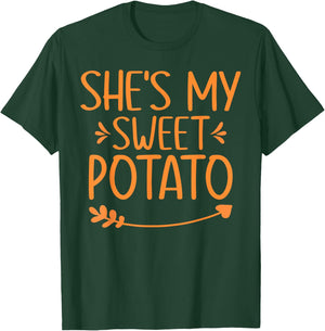 Thanksgiving Matching Couples Outfit Sweet Potato Yes I Yam T-Shirt - T-Shirt | Forest