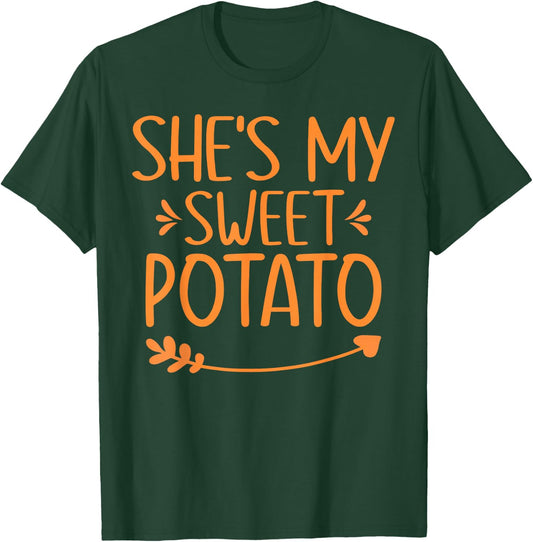 Thanksgiving Matching Couples Outfit Sweet Potato Yes I Yam T-Shirt - T-Shirt | Forest