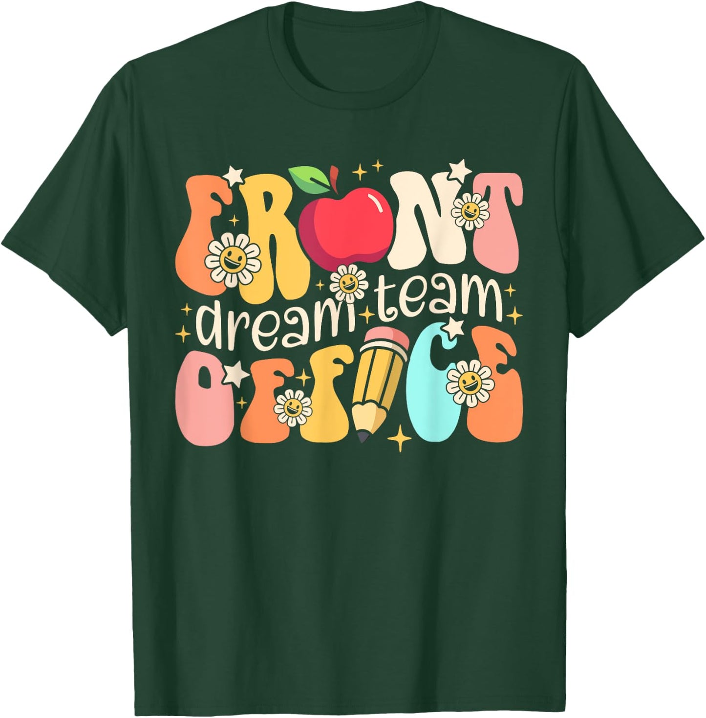Retro Front Office Dream Team Groovy School Secretary Squad T-Shirt - T-Shirt | Forest