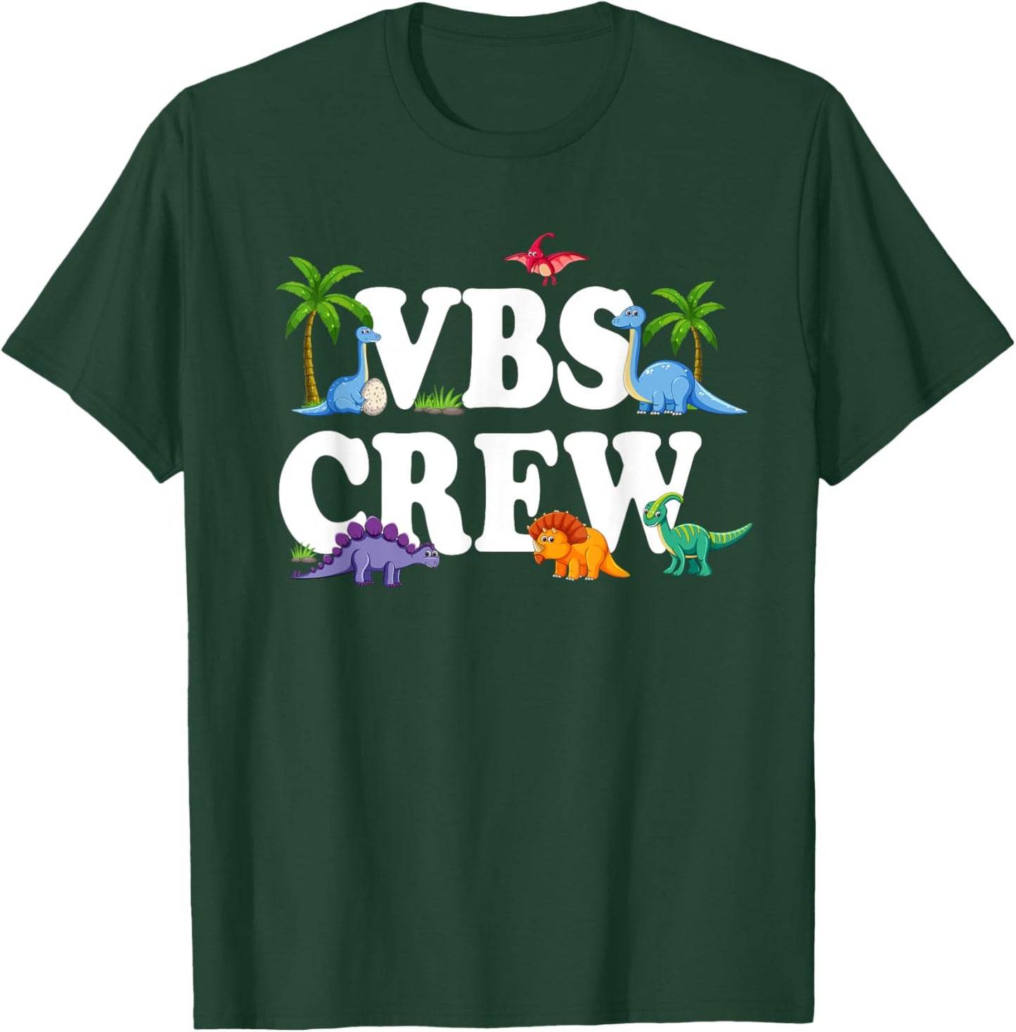 VBS Crew 2025 Vacation Bible School Dinosaur T-Shirt - T-Shirt | Forest