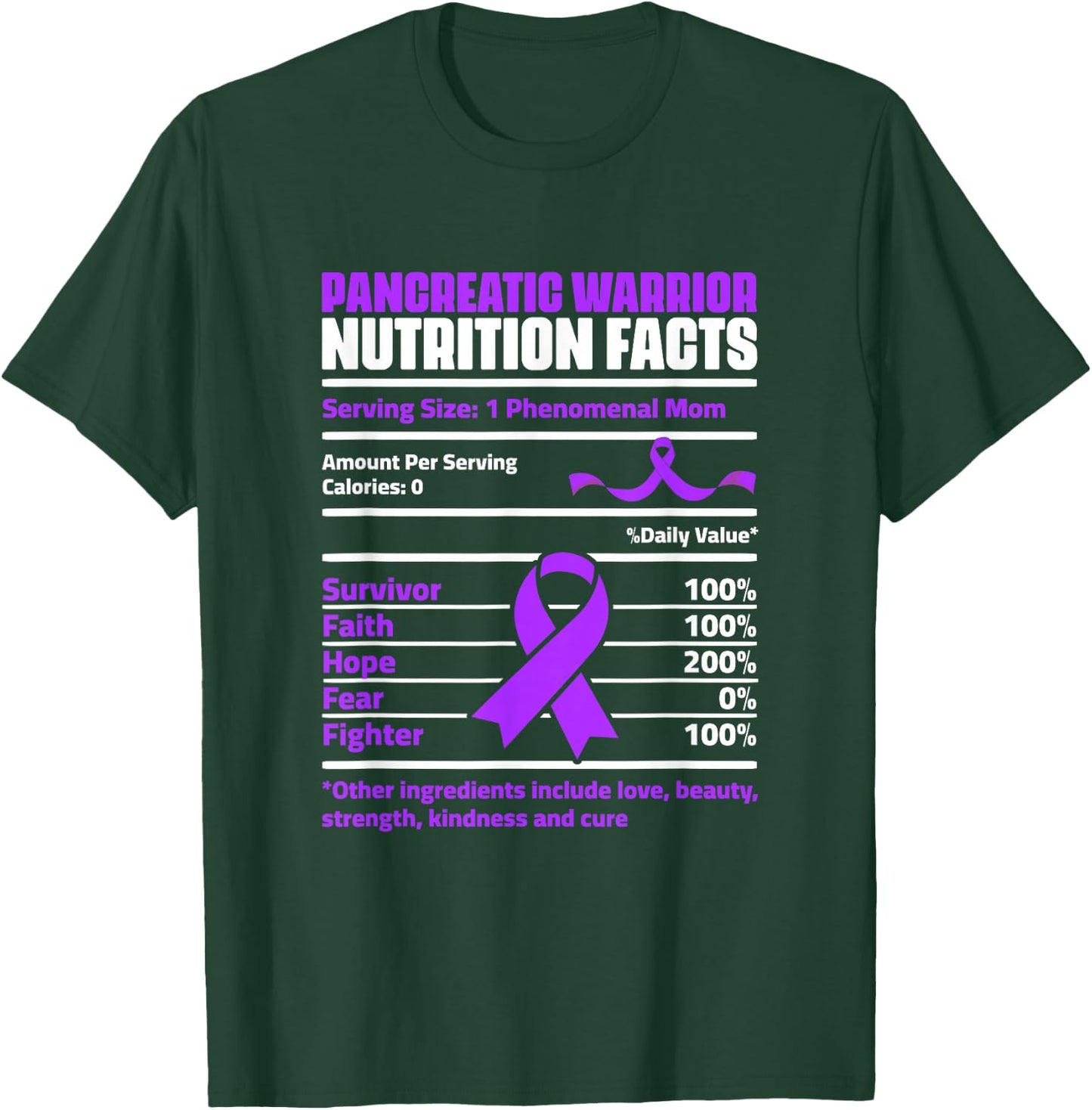 Pancreatic Cancer Nutrition Facts Pancreas Survivor Mom T-Shirt - T-Shirt | Forest