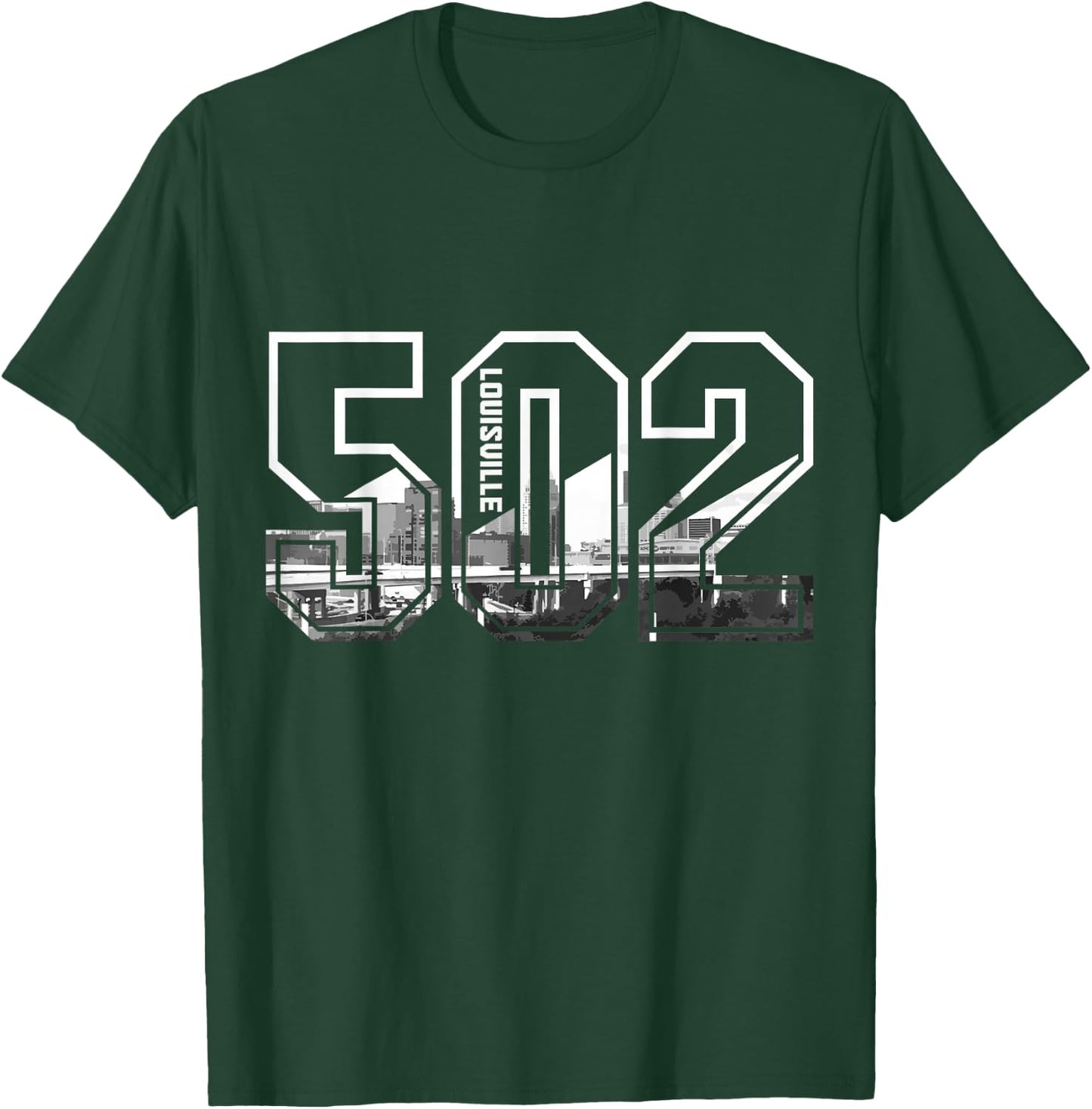 502 Area Code Pride Louisville Kentucky Skyline Vintage T-Shirt - T-Shirt | Forest
