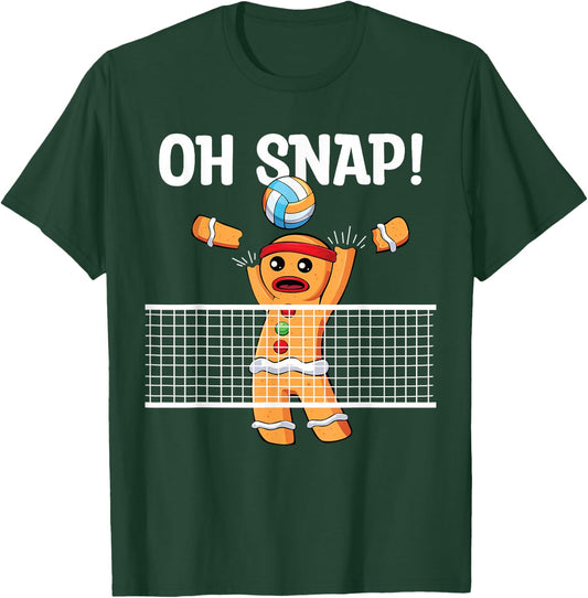 Gingerbread Man Oh Snap Christmas Volleyball Player Blocker T-Shirt - T-Shirt | Forest