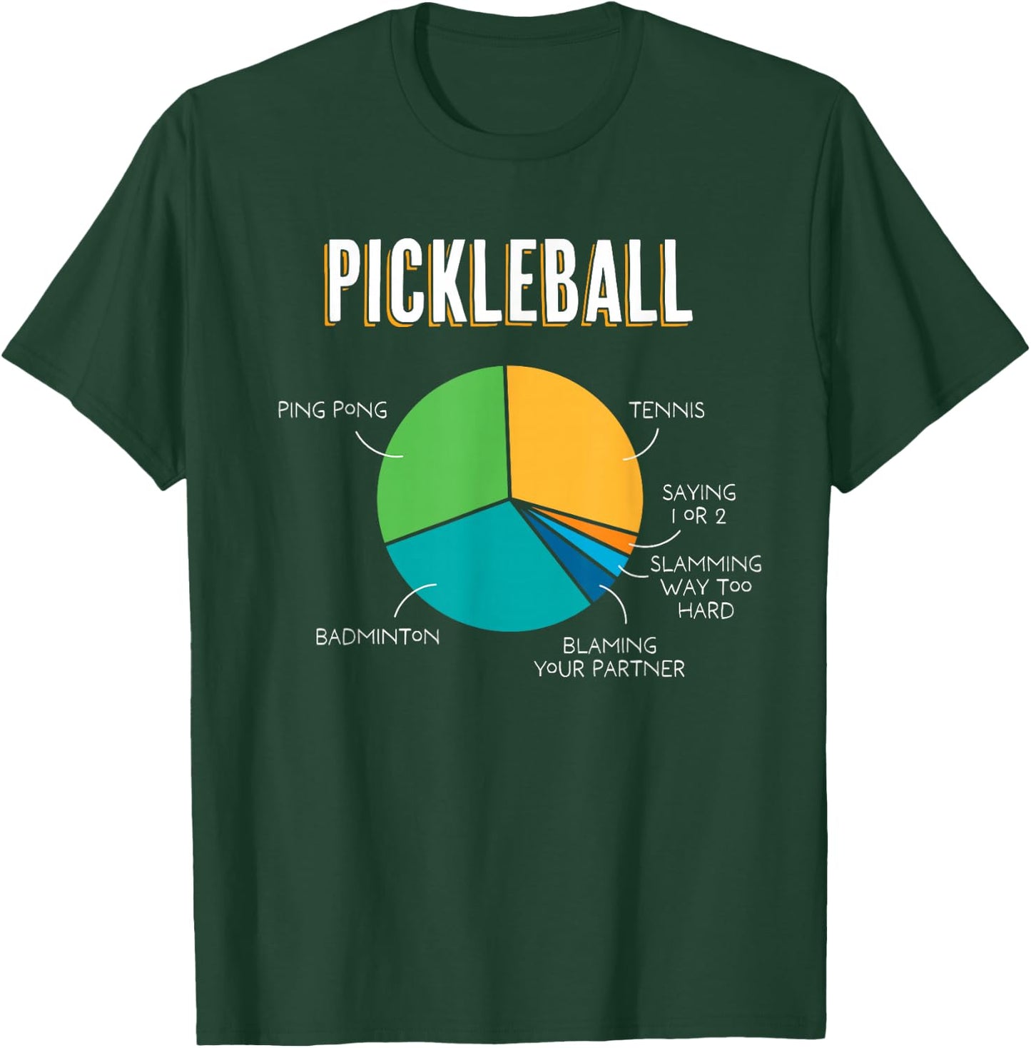 Pickleball Pie Chart 1 or 2 Slam Funny Pickleball T-Shirt - T-Shirt | Forest