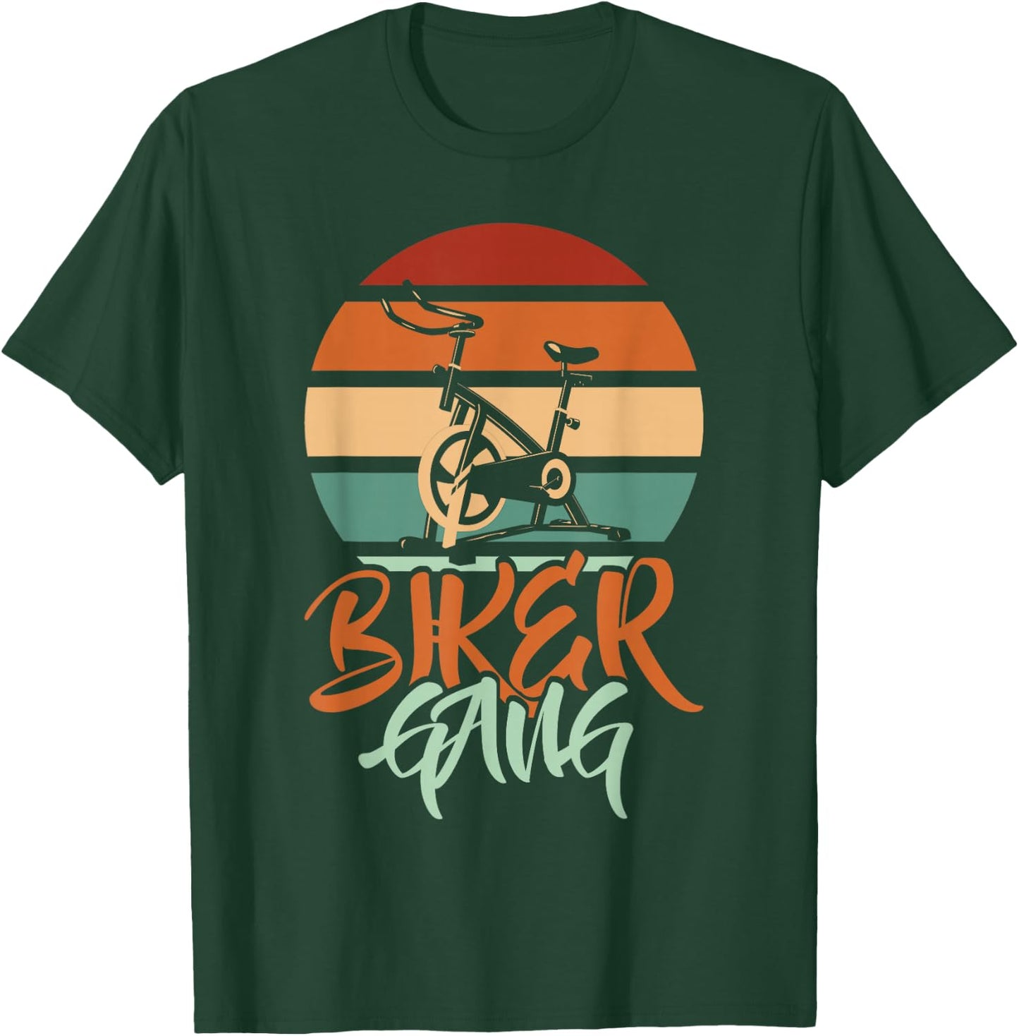 Biker Gang Retro Vintage Gym Cycling Fitness Indoor Bicycle T-Shirt - T-Shirt | Forest