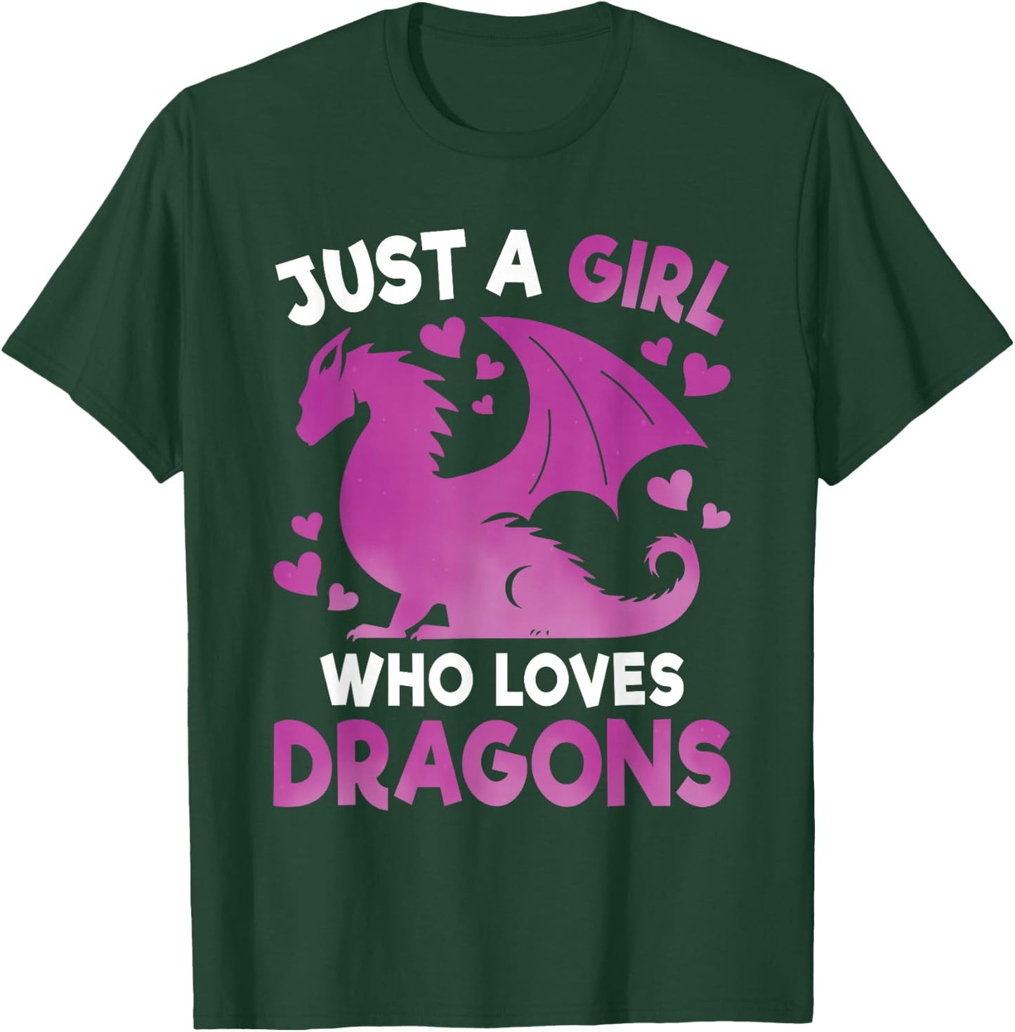 Just A Girl Who Loves Dragons Cute Dragon Lover Girls Kids T-Shirt - T-Shirt | Forest