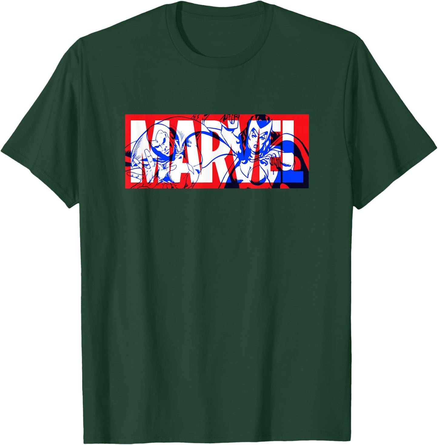 Marvel Logo Vision and The Scarlet Witch Comic Art Avengers T-Shirt - T-Shirt | Forest