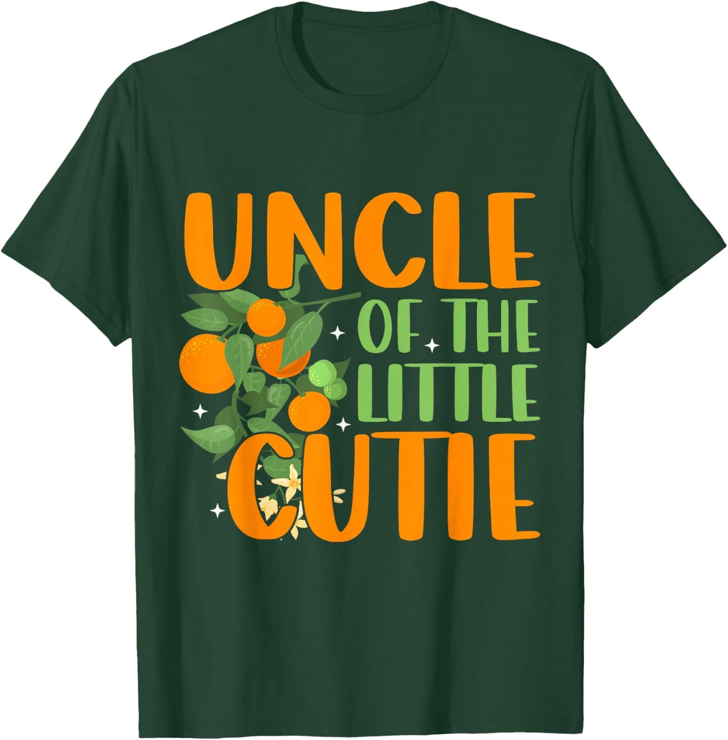 Baby Shower Orange 1st Birthday Party Uncle Little Cutie T-Shirt - T-Shirt | Forest