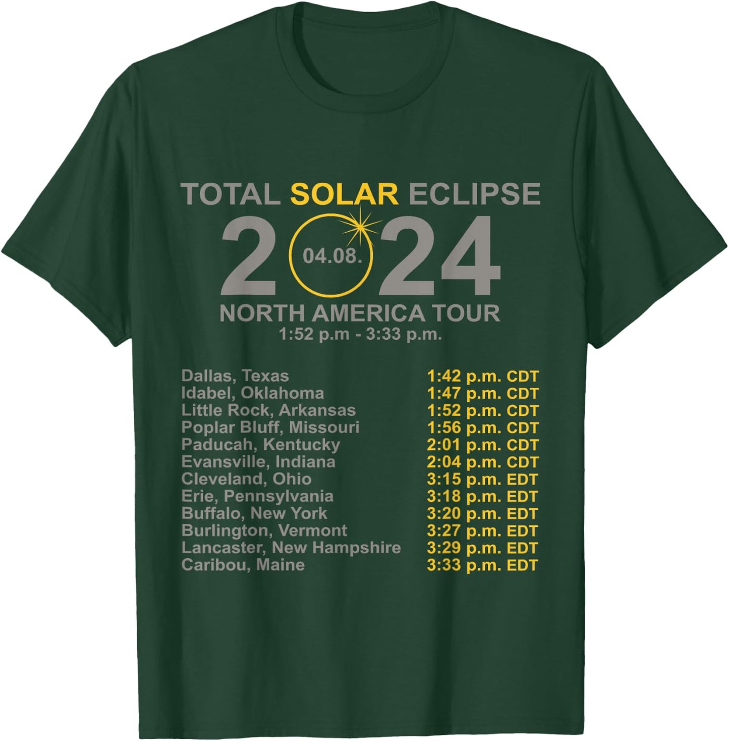 2024 Total Solar Eclipse April 8 Path Of The Eclipse T-Shirt - T-Shirt | Forest