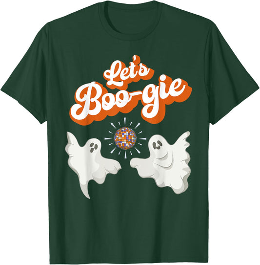 Let's Boo-gie Retro Disco 70's Ghosts Let's Boogie Halloween T-Shirt - T-Shirt | Forest