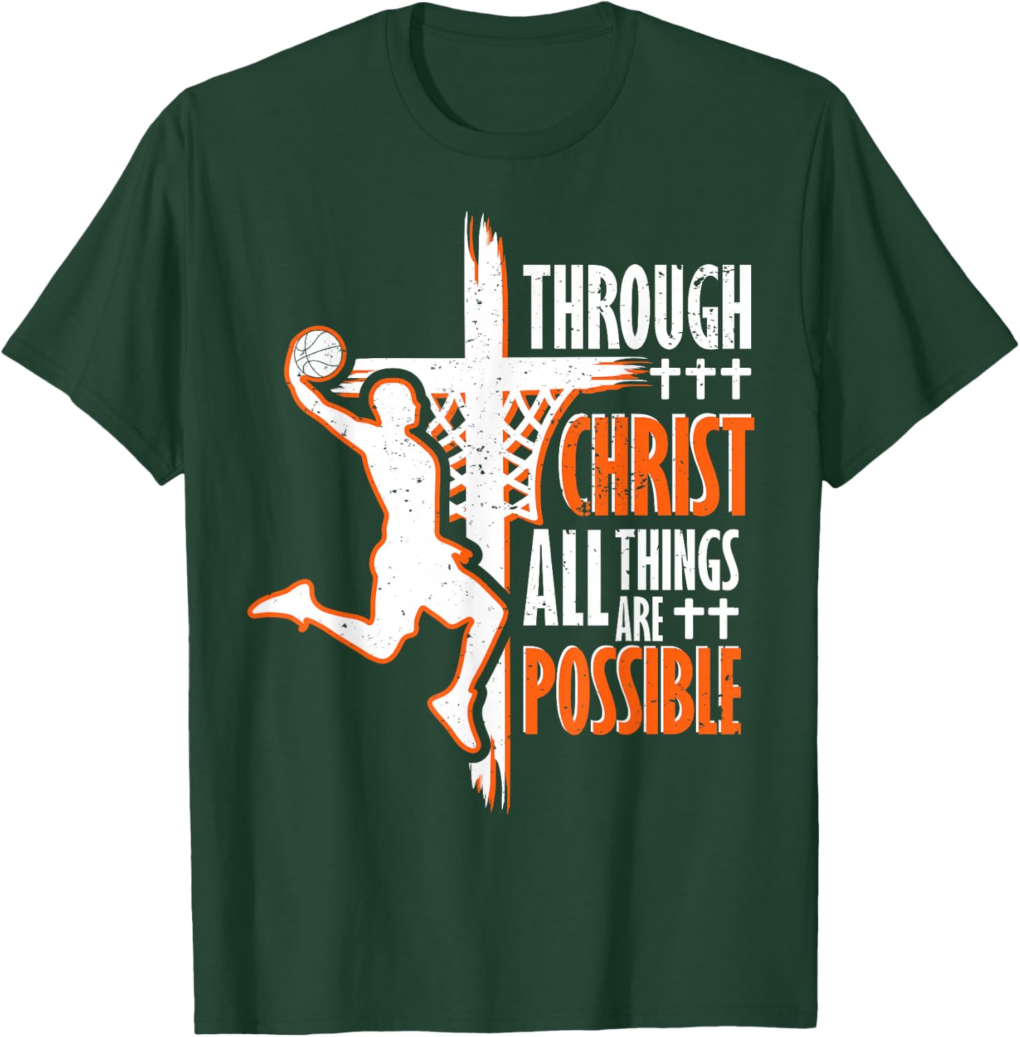 Christian Basketball Jesus Christ Basketball Religious Funny T-Shirt - T-Shirt | Forest