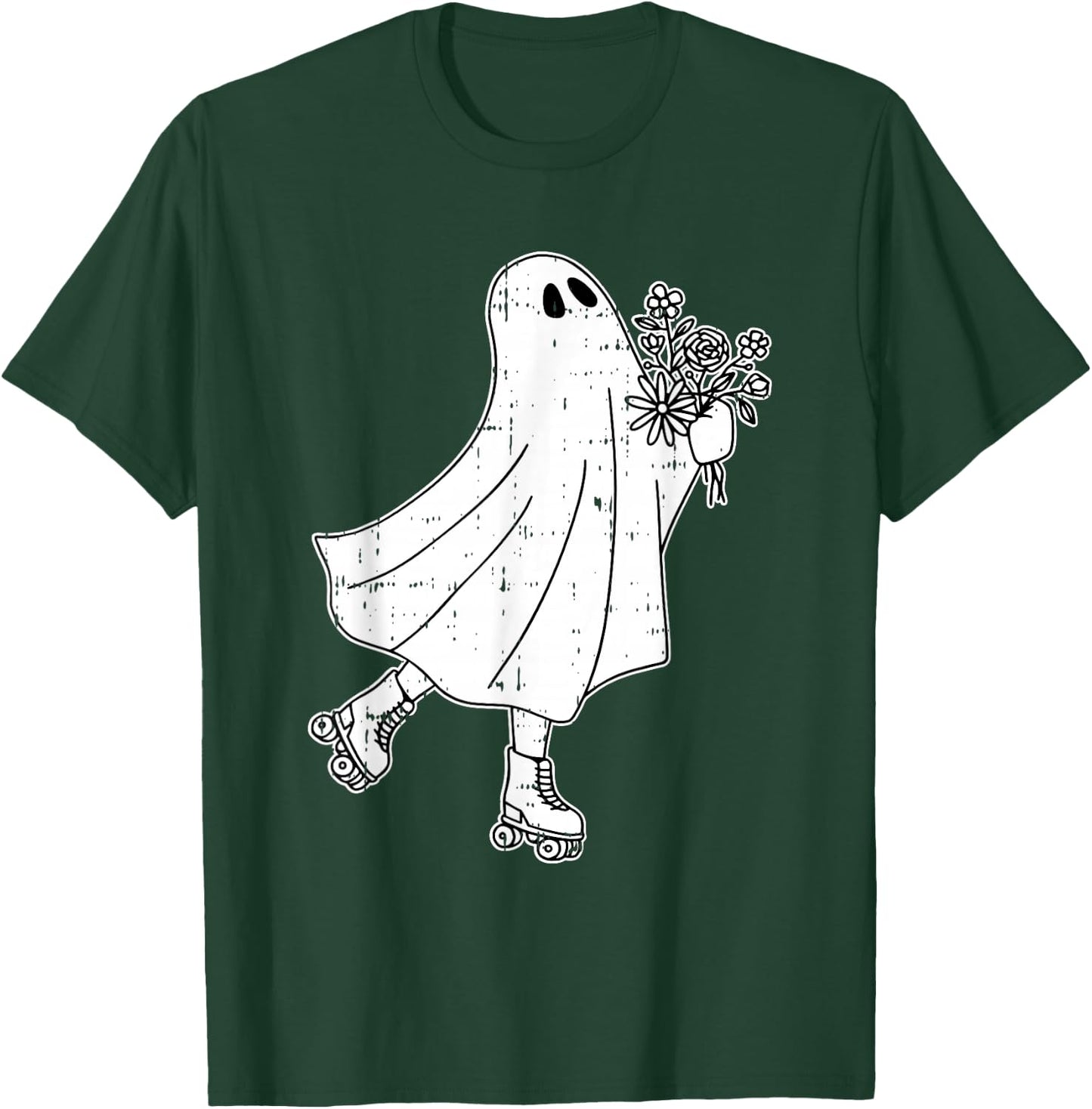 Ghost Roller Skate Halloween Costume Ghoul Skating Skater T-Shirt - T-Shirt | Forest