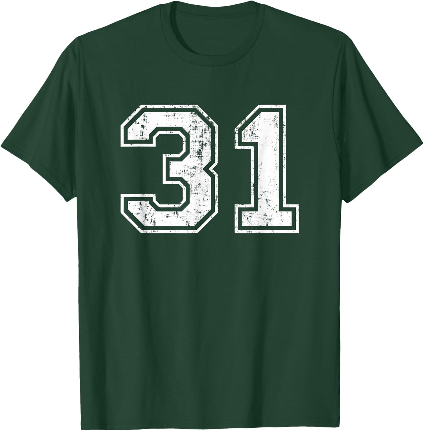 Number 31 Distressed Vintage Thirty One Sports Team Practice T-Shirt - T-Shirt | Forest