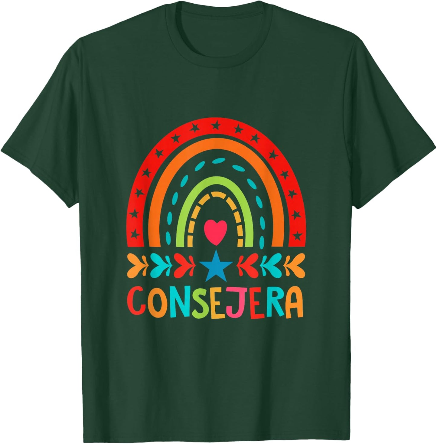 Consejera Rainbow Spanish Counselor Latina School Counselor T-Shirt - T-Shirt | Forest