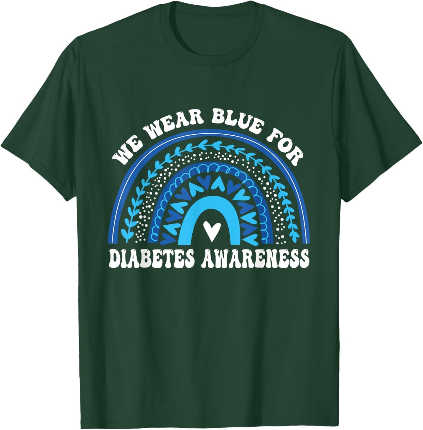 In November We Wear Blue Rainbow Diabetes Awareness Month T-Shirt - T-Shirt | Forest