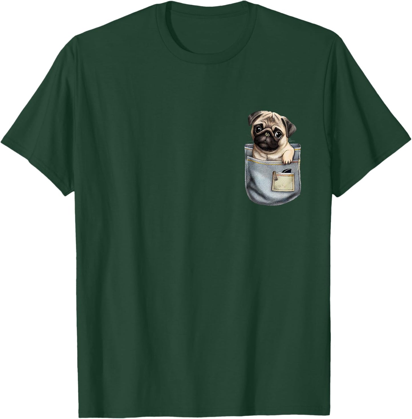 Baby Pug In A Pocket - Dog Breeder Pet Trainer Puppy Lover Women Girls Kids T-Shirt - T-Shirt | Forest