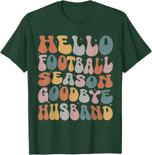 Hello Football Season Goodbye Husband Coach's Wife Football T-Shirt - T-Shirt | Forest
