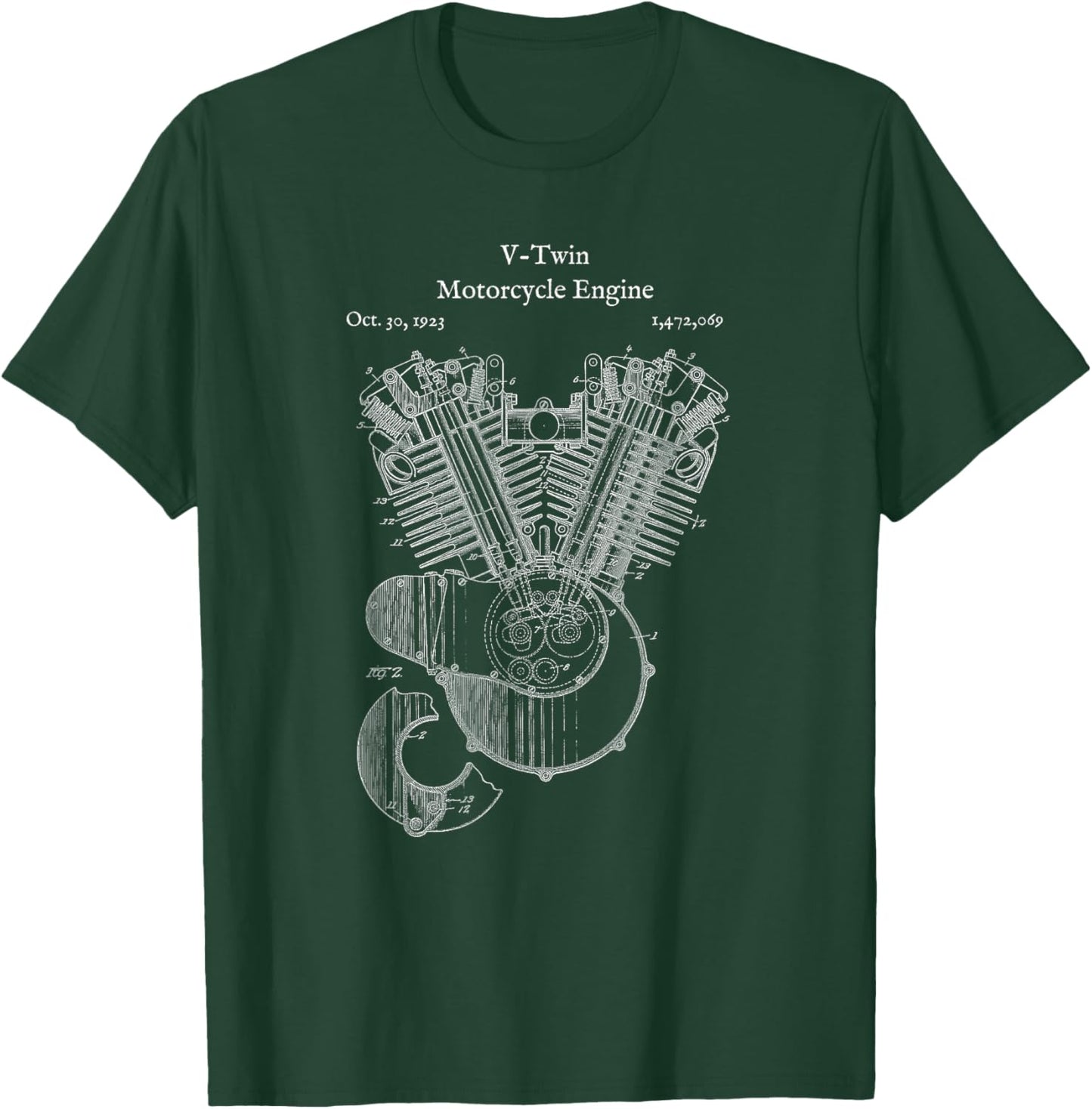 Vintage V-Twin Motorcycle Engine Shirt - Street Bike T-Shirt - T-Shirt | Forest
