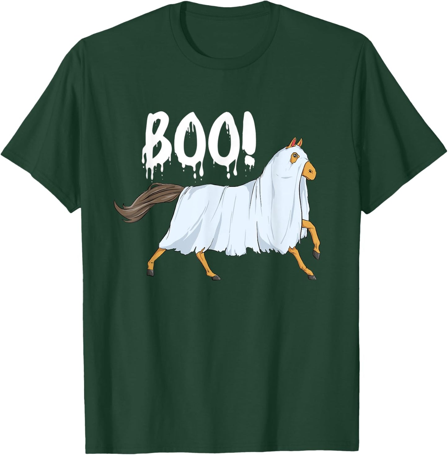 Boo - Halloween Horse Horses Horseback Riding Equestrian T-Shirt - T-Shirt | Forest