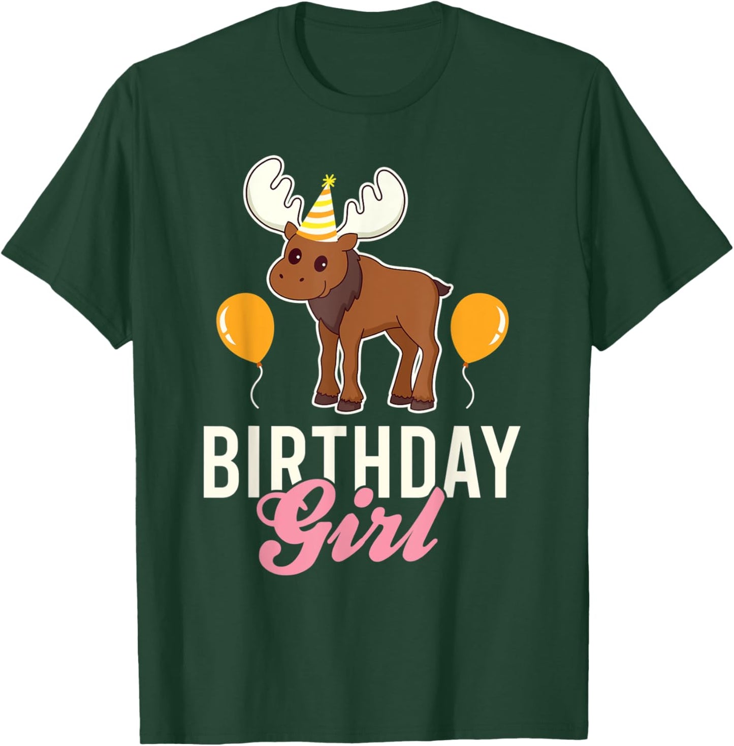 Cute Moose Birthday Girl Kawaii T-Shirt - T-Shirt | Forest