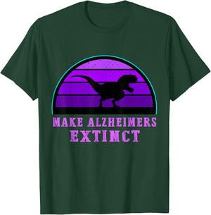 Trex Dinosaur Make Alzheimers Extinct Awareness Kid Support T-Shirt - T-Shirt | Forest