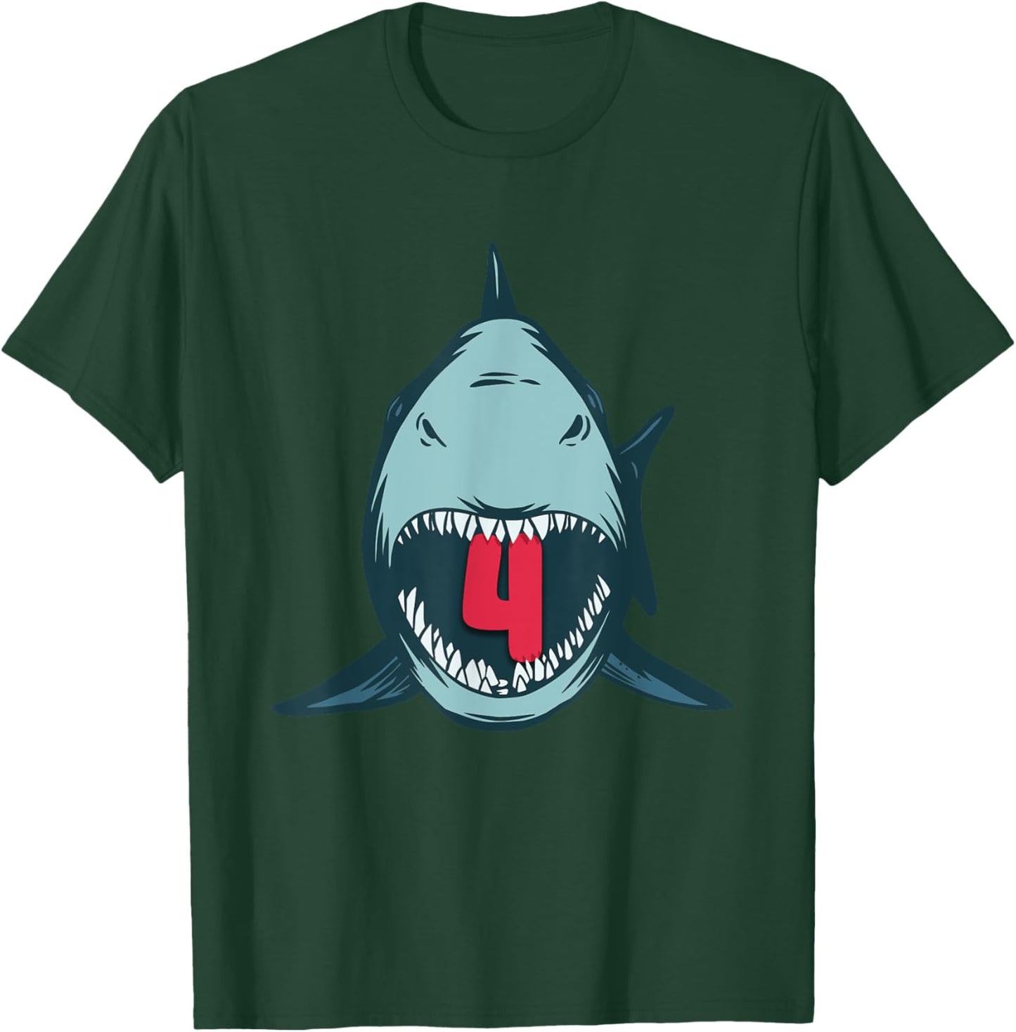Megalodon Shark 4th Birthday 4 Years Megalodon Birthday T-Shirt - T-Shirt | Forest