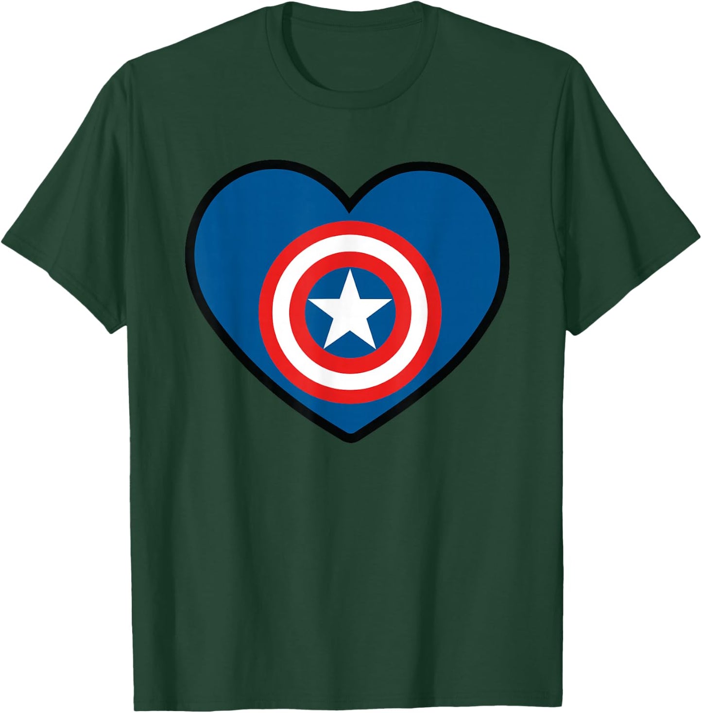 Marvel Captain America Avengers Heart Love Valentine’s Day T-Shirt - T-Shirt | Forest