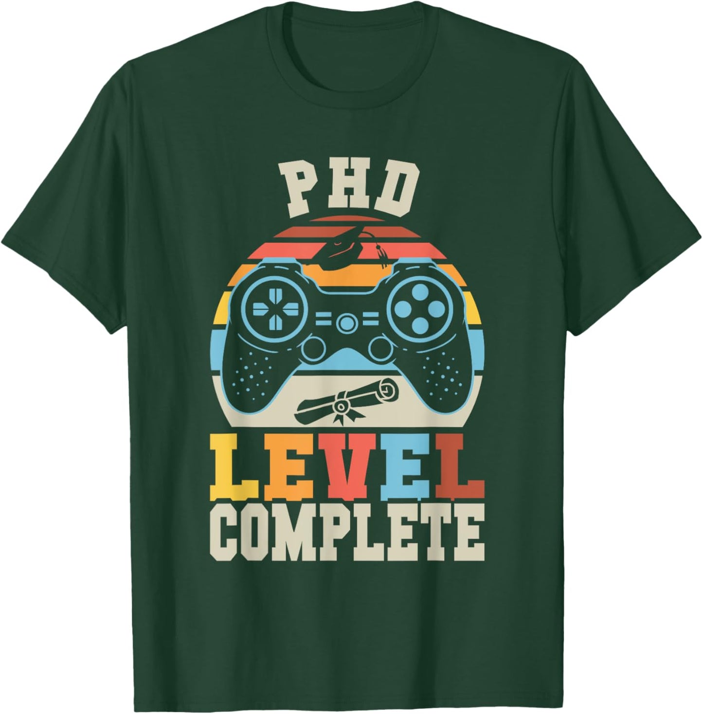 PHD Level Complete Retro Gamer Doctorate Graduation 2025 T-Shirt - T-Shirt | Forest