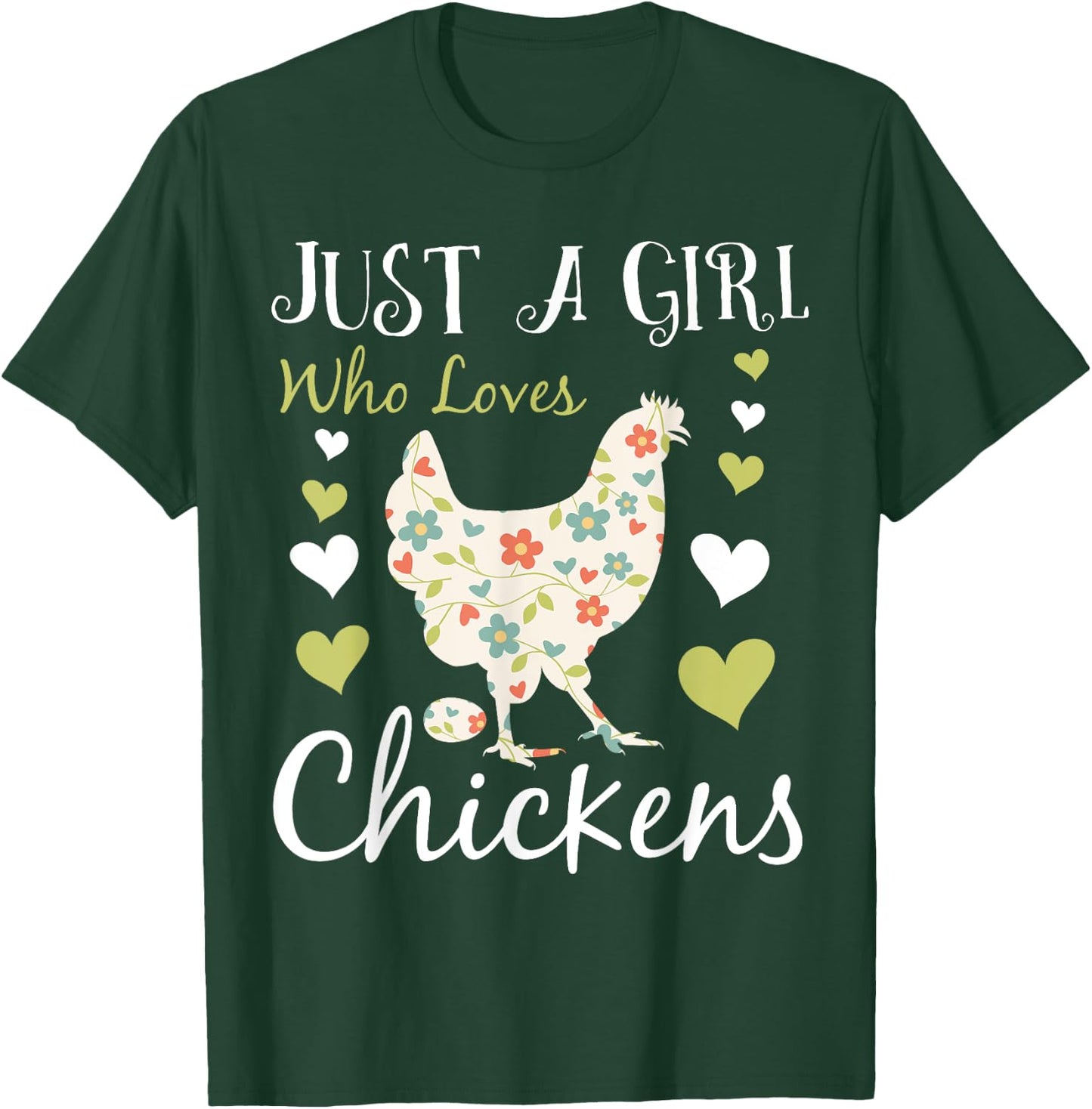 Cool Chicken Design Girls Chicken Farmer Lovers T-Shirt - T-Shirt | Forest
