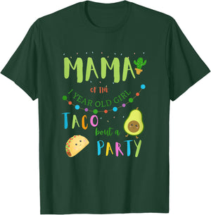 Mama Mom 1st Birthday Taco Bout A Party Family Matching T-Shirt - T-Shirt | Forest