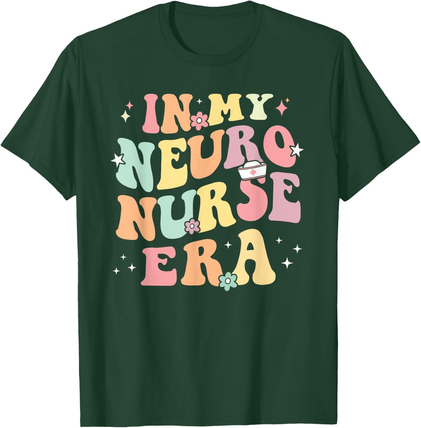 In My Neuro Nurse Era Retro Neuroscience Neurology Nursing T-Shirt - T-Shirt | Forest