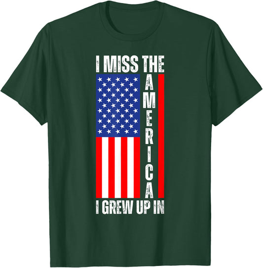 I Miss The America I Grew Up In - Upside Down American Flag T-Shirt - T-Shirt | Forest