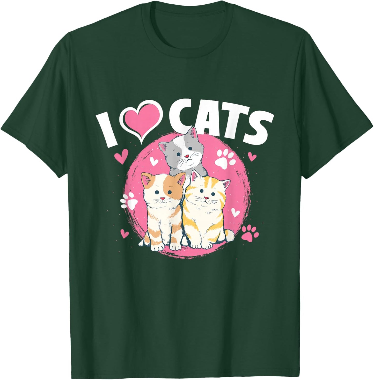 I Love Cats - Feline Animal Lover Pet Owner Veterinarian T-Shirt - T-Shirt | Forest