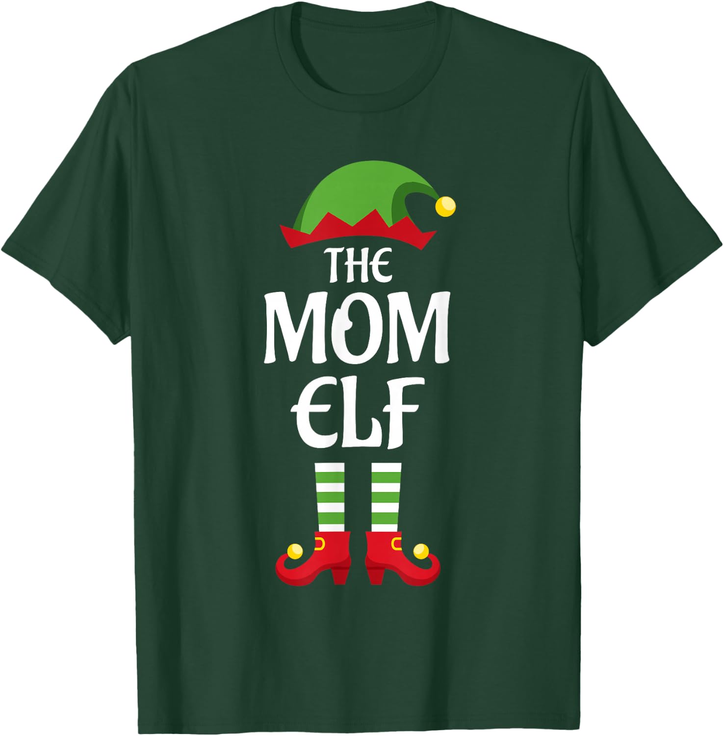 Mom Elf Family Matching Group Christmas T-Shirt - T-Shirt | Forest