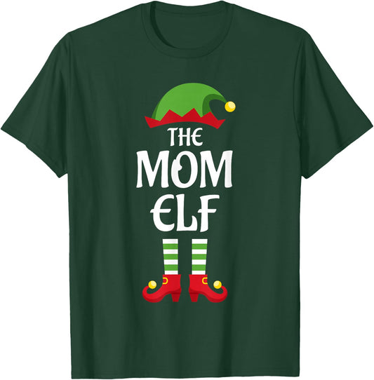 Mom Elf Family Matching Group Christmas T-Shirt - T-Shirt | Forest