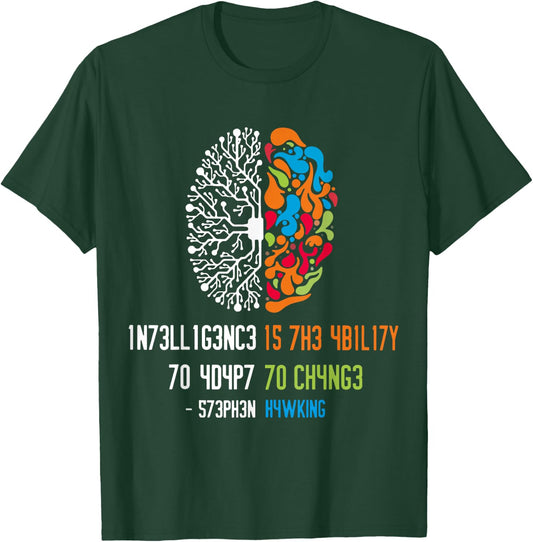 1n73ll1g3nc3 15 7h3 4b1l17y 70 4d4p7 70 Ch4ng3 T-Shirt - T-Shirt | Forest