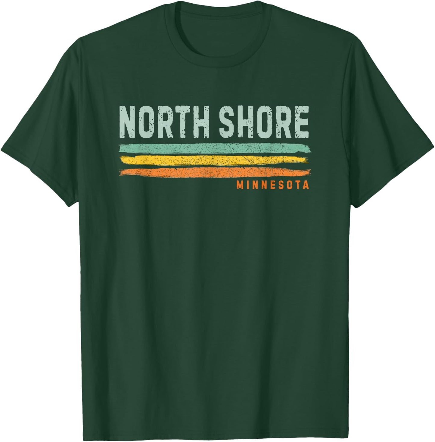 Vintage Stripes North Shore MN T-Shirt - T-Shirt | Forest