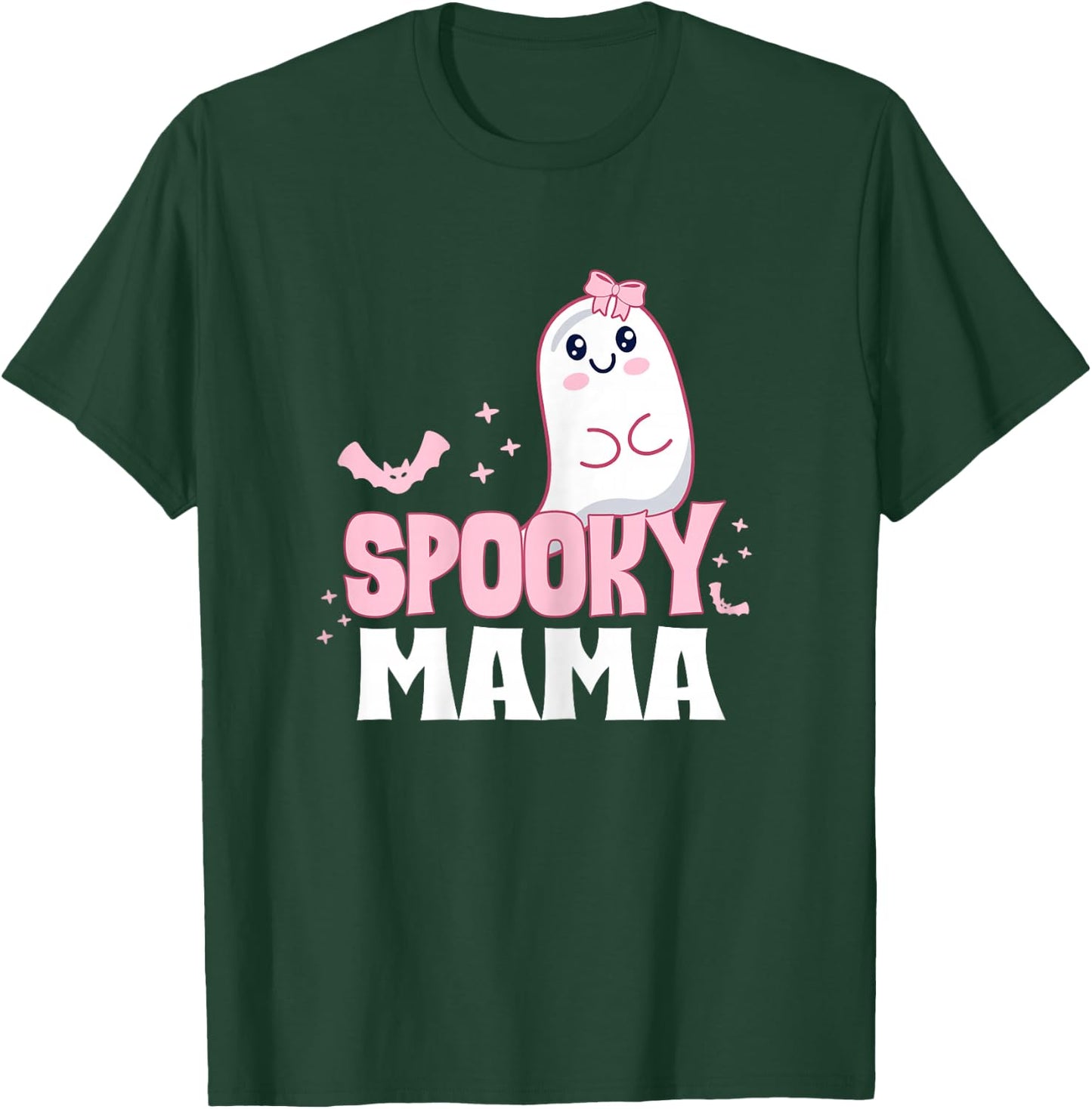 Spooky Mama Family Cute Pink White Ghost Boo Halloween T-Shirt - T-Shirt | Forest